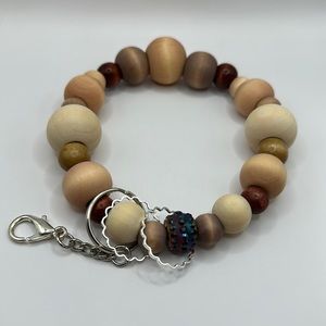 Large wristlet aka keychain handmade using wooden beads